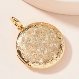 Anthropologie Build-a-necklace Embossed Large Locket Charm - gold